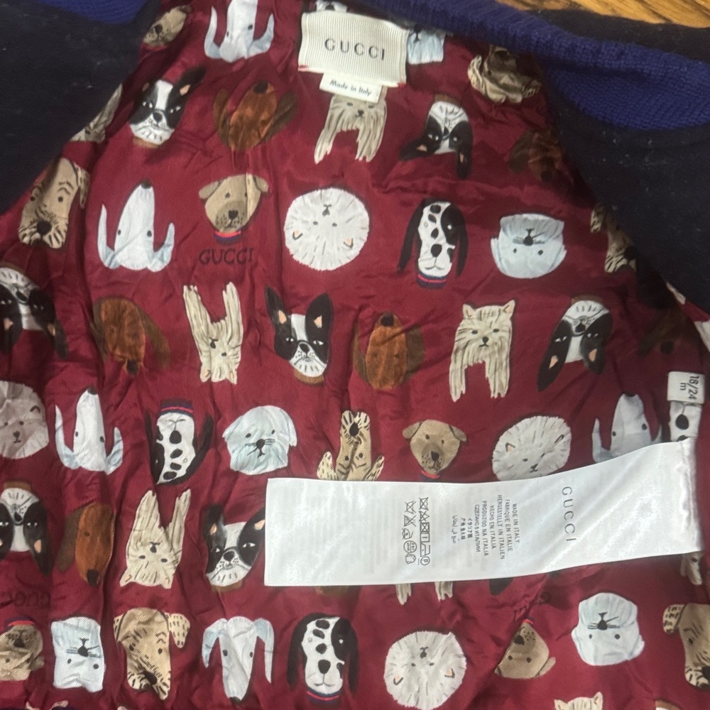 Gucci Kids Navy and Red Puffer Jacket - Picture 2 of 5